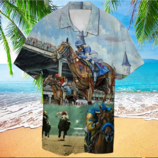 Kentucky Derby Horse Racing Aop Vintage Beach Racing Horse America Hawaiian Shirt