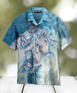 Kentucky Derby style White And Blue Hawaiian Shirts