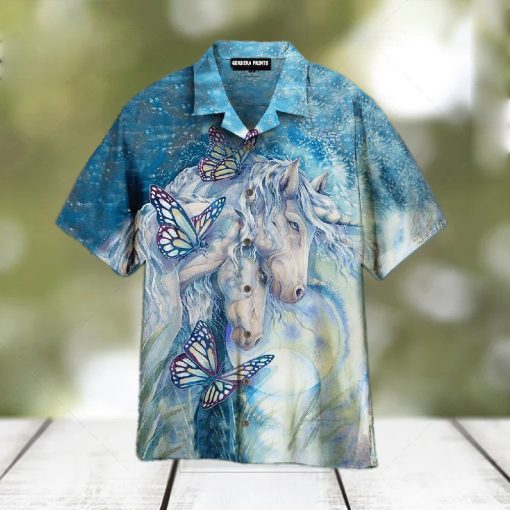 Kentucky Derby style White And Blue Hawaiian Shirts