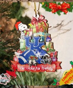 Kentucky Wildcats And Snoopy Christmas NCAA Ornament Custom Your Family Name