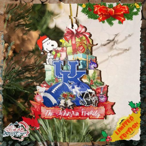 Kentucky Wildcats And Snoopy Christmas NCAA Ornament Custom Your Family Name