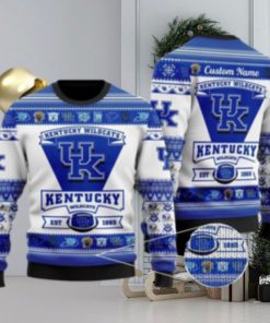 Kentucky Wildcats Football Team Logo Custom Name Personalized Ugly Christmas Sweater Gift For Christmas