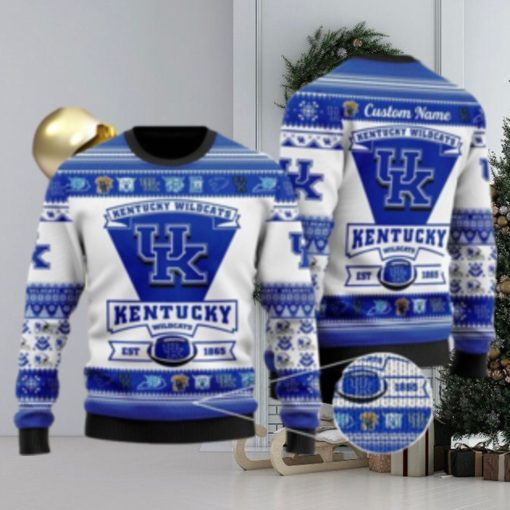 Kentucky Wildcats Football Team Logo Custom Name Personalized Ugly Christmas Sweater Gift For Christmas