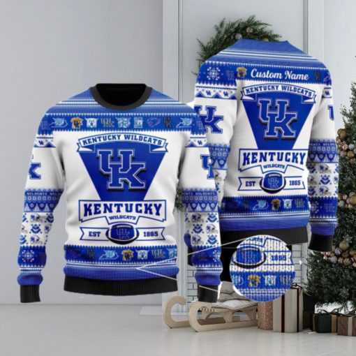 Kentucky Wildcats Logo Custom Name For Football Fans Ugly Christmas Sweater Christmas Gift