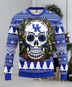 Kentucky Wildcats Skull Flower Ugly Christmas Ugly Sweater