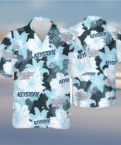 Keystone Light Beer Floral Pattern Hawaiian Shirt