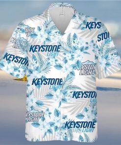 Keystone Light Beer Flowers Pattern Hawaiian Shirt