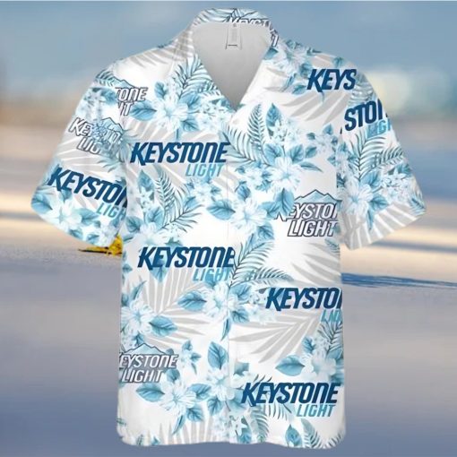 Keystone Light Beer Flowers Pattern Hawaiian Shirt