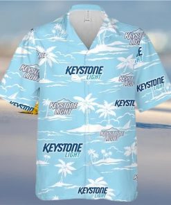 Keystone Light Beer Island Palm Leaves Hawaiian Shirt