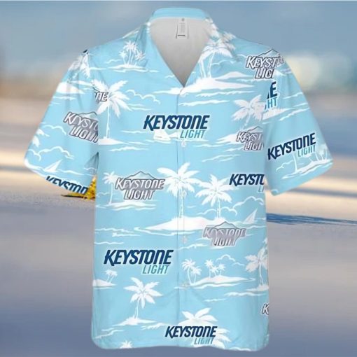 Keystone Light Beer Island Palm Leaves Hawaiian Shirt