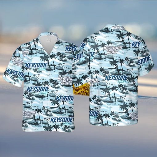 Keystone Light Beer Island Pattern Hawaiian Shirt