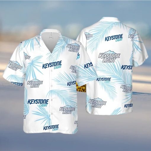 Keystone Light Beer Palm Leaves Pattern Hawaiian Shirt Beach Lovers Gift