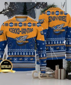 Kiekko Vantaa Ugly Christmas Sweater Logo Custom Name Gift Fans