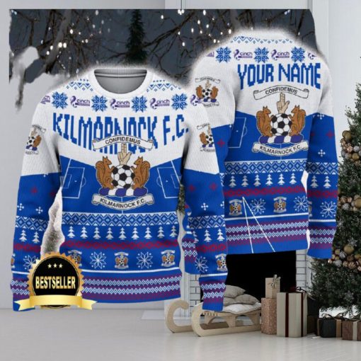 Kilmarnock FC Ugly Christmas Sweater Logo Custom Name Gift Fans