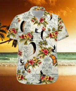 Kitesurfing Yellow Flower Tropical Unisex Hawaiian Shirts