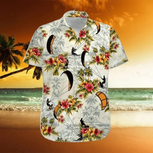 Kitesurfing Yellow Flower Tropical Unisex Hawaiian Shirts