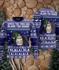 Cat Wreck The Tree Meowy Style Ugly Christmas 3D Sweater Gift For Men And Women