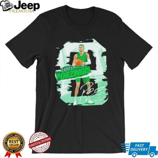 Kristaps Porzingis number 8 Boston Celtics basketball player pose rough shirt