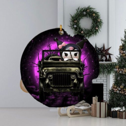 Kuromi Anime Funny Driving Jeep Moonlight Christmas Decorations Ornament