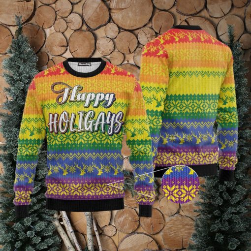 LGBT Gay Pride Happy Holigays Ugly Christmas 3D Sweater Gift For Men And Women