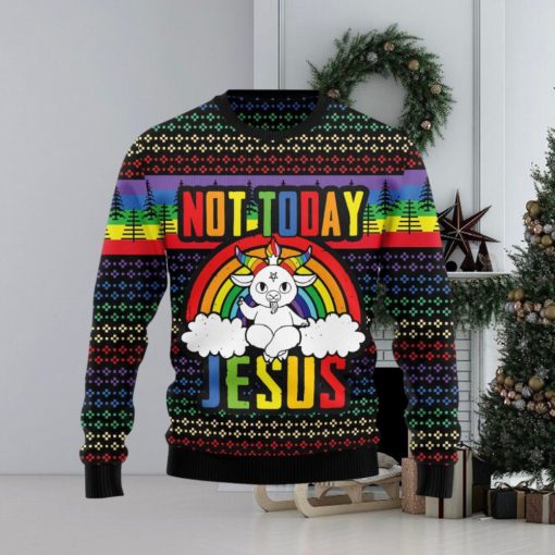 LGBT Not Today Jesus Christmas Unisex Ugly Sweater