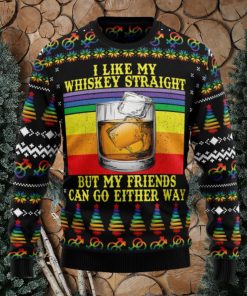 LGBT Whiskey Straight Ugly Christmas Sweater Thankgiving Gift Men Women