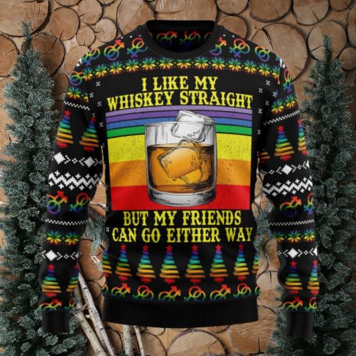 LGBT Whiskey Straight Ugly Christmas Sweater Thankgiving Gift Men Women