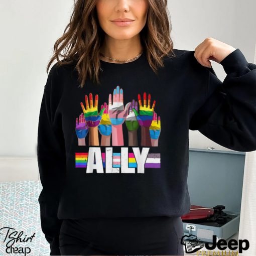 LGBTQ Ally For Gay Pride Month Transgender Flag Distressed T Shirt