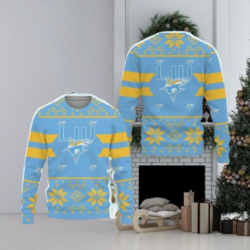 LIU Sharks Custom New Uniforms For Fan Gear Ugly Xmas AOP Sweater