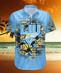 LIU Sharks Hawaiian Shirt Camouflage NCAA Summer Custom Number hawaiian shirt