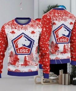 LOSC Lille Big Logo Pine Trees Big Fans Gift Christmas Sweater For Men And Women