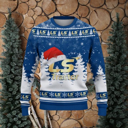 LS Tractor Logo Wearing Santa Hat Christmas Gift Ugly Christmas Sweater For Men And Women Gift