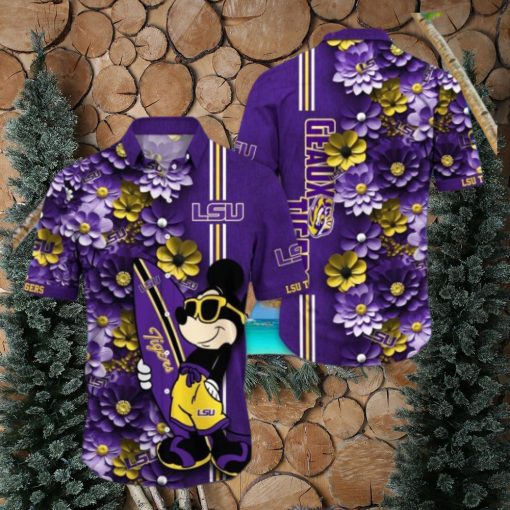 LSU TIGERS Hawaiian Shirt Mickey Love Surfing Trending Summer Gift