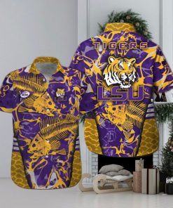 LSU Tigers Fishing Short Sleeve Button Up Tropical Hawaiian Shirt