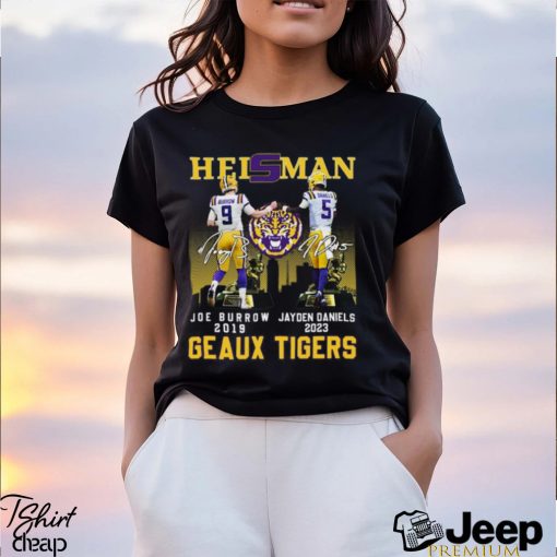 LSU Tigers Heisman Joe Burrow 2019 – Jayden Daniels 2023 Geaux Tigers T Shirt