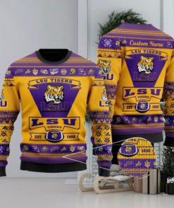 LSU Tigers Logo Custom Name For Football Fans Ugly Christmas Sweater Christmas Gift