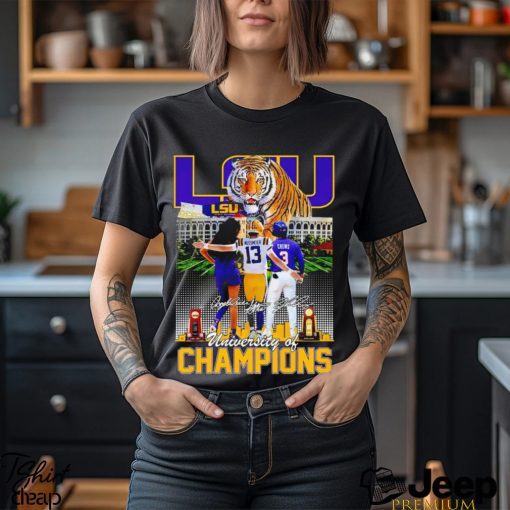 LSU University of Champions Angel Reese Garrett Nussmeier Dylan Crews signature shirt