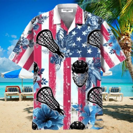 Lacrosse American Flag Hawaiian Shirt