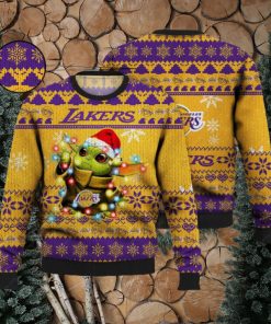 Lakers Ugly Sweater Baby Yoda Star Wars 3D Ugly Christmas Sweater Presents Christmas For Men And Women