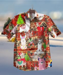 Lama Christmas Festive Aloha shirt, Santa Claus Hawaiian Shirt