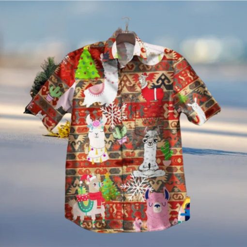 Lama Christmas Festive Aloha shirt, Santa Claus Hawaiian Shirt