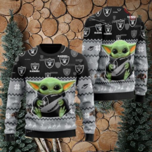 Las Vegas Football Baby Yoda For American Football Fans Ugly Sweater Christmas Party