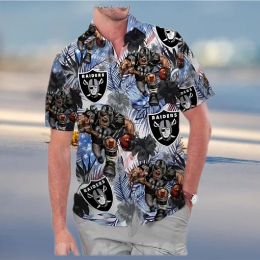 Las Vegas Raiders America Flag Tropical Floral Aloha Hawaiian Shirt