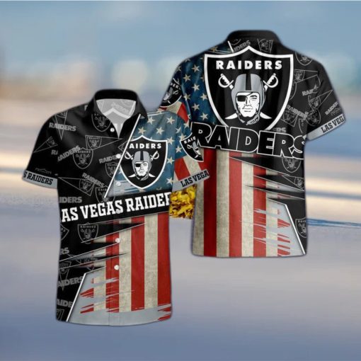 Las Vegas Raiders American Flag Logo Hawaiian Shirt Vacation Gift For Men And Women Gift
