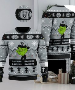 Las Vegas Raiders American NFL Football Team Logo Cute Grinch Ugly Christmas Sweater
