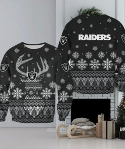 Las Vegas Raiders Christmas Reindeer Scarf All Over Print 3D Sweater For Fans Gift Christmas