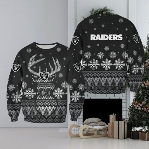 Las Vegas Raiders Christmas Reindeer Scarf All Over Print 3D Sweater For Fans Gift Christmas