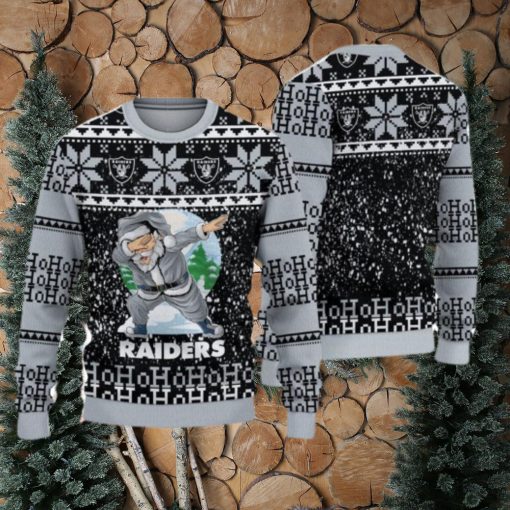 Las Vegas Raiders Dabbing Santa Ugly Christmas Sweater 3D Gift For Fans