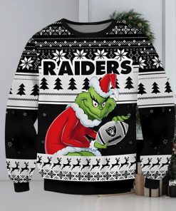 Las Vegas Raiders Grinch Football Ugly Christmas Sweater Xmas 3D Printed Christmas Sweater Gift