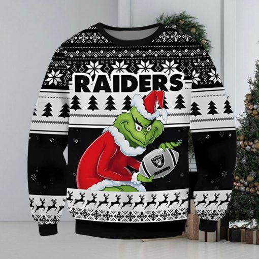 Las Vegas Raiders Grinch Football Ugly Christmas Sweater Xmas 3D Printed Christmas Sweater Gift